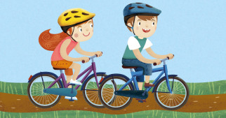 Agata in Matej se odpravljata na kolesarski izlet