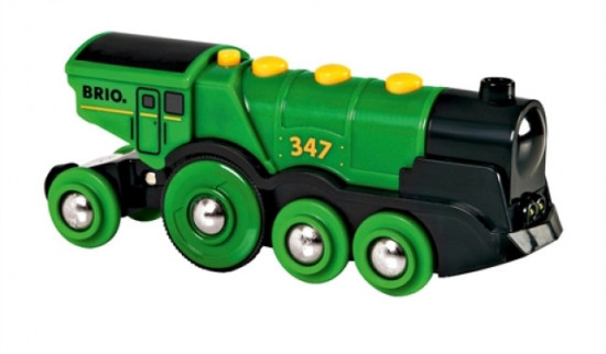Brio – Močna električna zelena lokomotiva z lučmi
