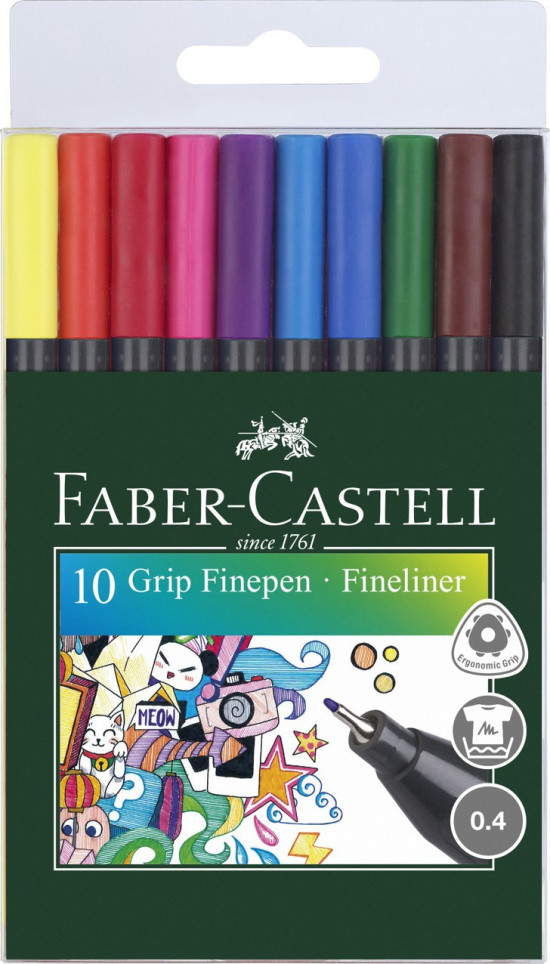 Linery Faber-Castell GRIP, 0.4mm - 10 barv