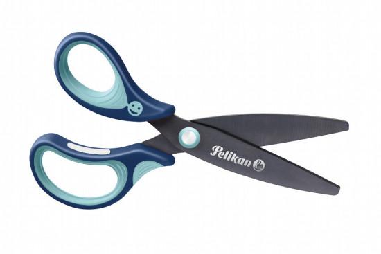 Detské ergonomické nožničky Griffix s guľatou špičkou - pre ľavákov, modré