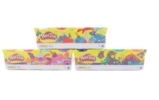 Play-Doh pakiranje 4 tube – vijoličasta, rožnata, modra, oranžna