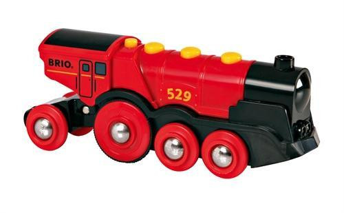 Brio – Močna električna rdeča lokomotiva z lučmi