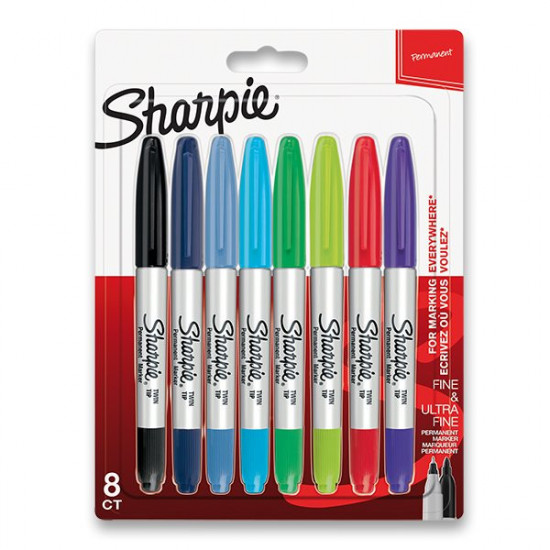 Permanentni marker Sharpie Twin Tip – 8 barv