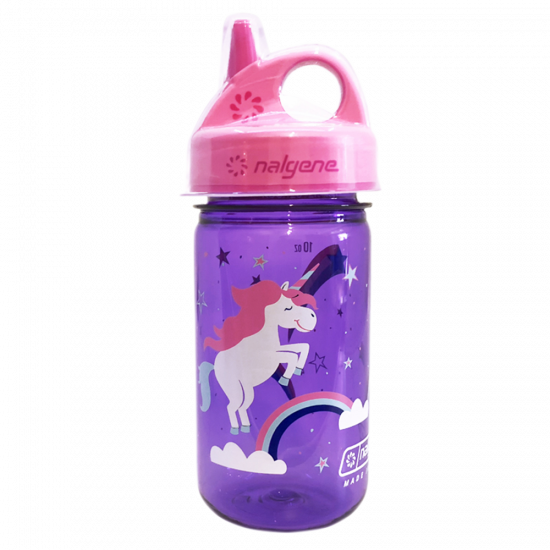 Dětská lahev na pití Nalgene Grip´n Gulp, Sippy Cup -  Pink Unicorn, 350 ml