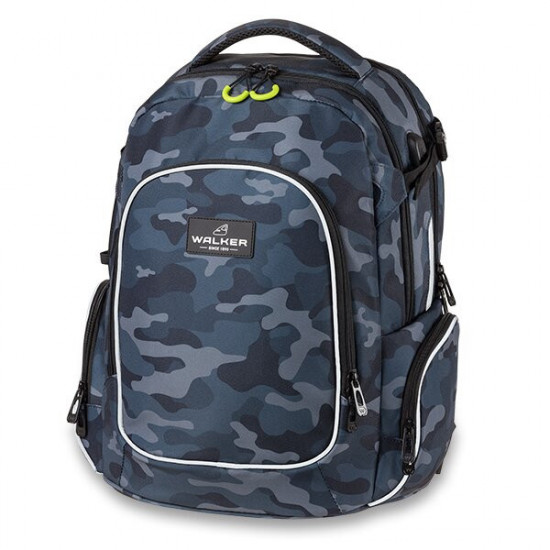 Školní batoh WALKER, Campus Evo, Grey/Blue Camouflage