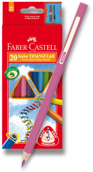 Faber-Castel Junior Dreiecksstifte - 20 Farben + Spitzer