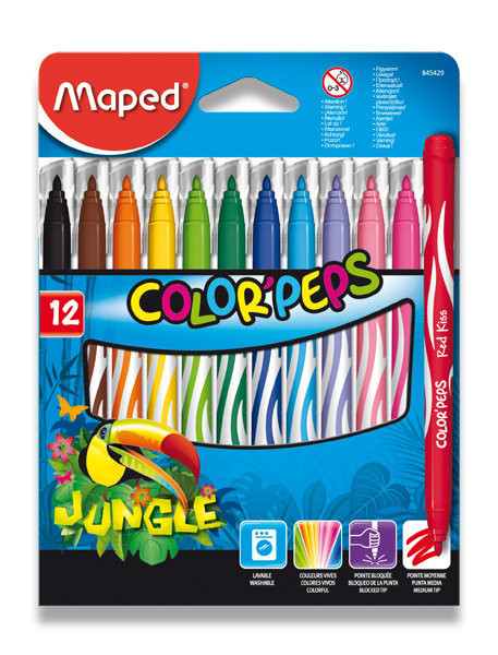 Pennarelli per bambini Maped Color'Peps Jungle – 12 colori