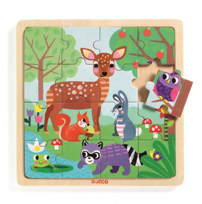 Levně Dřevěné puzzle - V lese - 16 ks