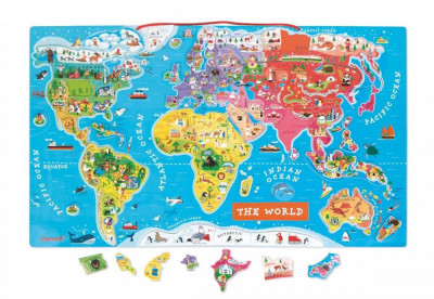 Levně Mapa světa - magnetické vkládací puzzle 92 ks (anglická)