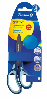 Levně Dětské ergonomické nůžky Griffix s kulatou špičkou - pro praváky, modré, na blistru