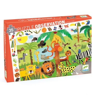 Levně Vyhledávací puzzle s plakátem - Jungle - 35 ks