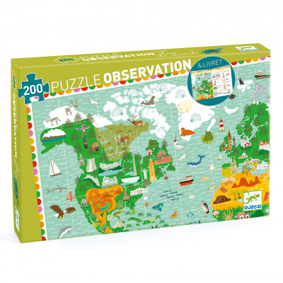 Levně Vyhledávací puzzle s plakátem - Kolem světa - 200 ks