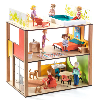 Levně Domeček pro panenky - moderní městský dům s nábytkem a doplňky