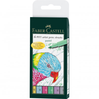 Levně Popisovače Faber-Castell Pitt Artist Pen Brush - 6 ks, pastelové barvy