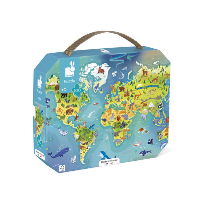 Levně Puzzle v kufříku - Mapa světa - 100 ks