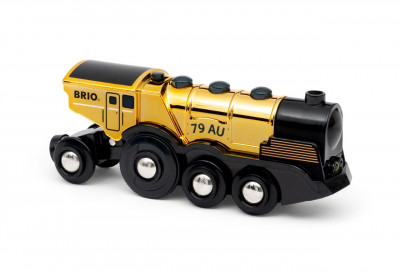 Brio Brio – Potente Locomotiva d'Oro con Azioni a Batteria