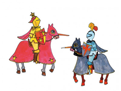 Levně Marionetino - Loutky - Rytíř na koni modrý a červený