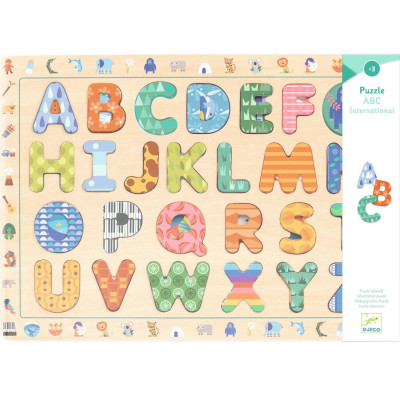 Levně Vkládací dřevěné puzzle abeceda - angličtina a francouzština