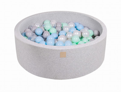 Suchý bazének s míčky 90 x 30 cm, 200 míčků, světle šedá: šedá, bílá, průhledná, mint, modrá