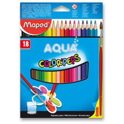 Akvarelové pastelky Maped - 18 farieb + štetec