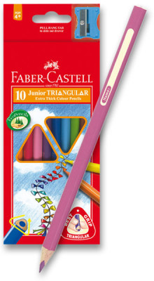 Levně Pastelky Faber-Castel Junior Triangular - 10 barev + ořezávátko