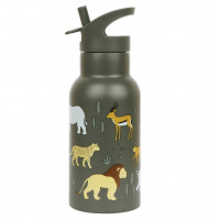 A Little Lovely Company - borraccia in acciaio inox, 350 ml - animali della savana