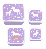 A Little Lovely Company - set di quattro scatole merenda - unicorno e arcobaleno