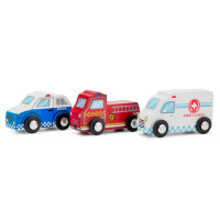 Set von Mini-Rettungsfahrzeugen aus Holz  (3 Stück)