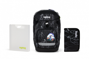 Školní set Ergobag prime Black reflexní - batoh + penál + desky