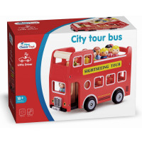 Červený městský autobus + 9 figurek cestujících
