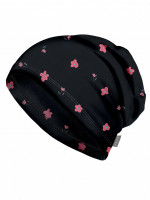 Čepice fleecová Basic, Černá, Květiny - vel. S ( 45-48 cm )
