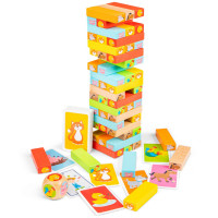Dřevěná věž Jenga se zvířátky - Sleva poškozený obal