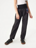 Softshellové kalhoty s fleecem Basic, Černá, Kouzelné květiny - vel. 110/116