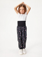 Softshellové kalhoty s fleecem Basic, Černá, Květiny - vel. 86/92