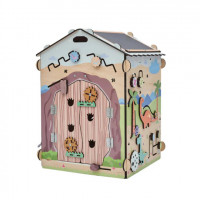 Dřevěný activity board domeček s osvětlením - Dino