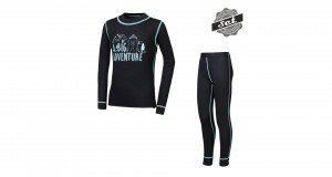 SENSOR DOUBLE FACE SET ADVENTURE dětský triko dl.rukáv + spodky černá -100