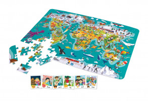 Dětské puzzle - Mapa světa 2 v 1 - Sleva poškozený obal