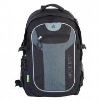 Wheel-Bee - školní a volnočasový batoh s LED osvětlením - Revolution - černá/šedá