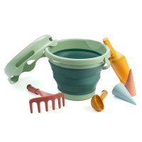 Schildkröt - sada hraček na písek - skládací kyblík zelený – 7 ks
