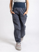 Dětské softshellové kalhoty bez zateplení Basic, Tm. Šedá - vel. 128/134