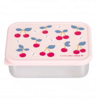 A Little Lovely Company – nerezová krabička na oběd s plastovým víkem - třešně