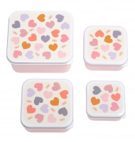 A Little Lovely Company - sada čtyř svačinových krabiček – srdce