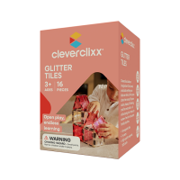 Cleverclixx – Magnetická stavebnice Glitter Tiles Pack Transparent - růžové – 16 ks