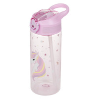 Tritanová láhev na pití s brčkem 500 ml BAAGL Rainbow Unicorn
