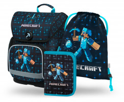 Aktovka Baagl Ergo Minecraft Blue Axe - 3dílný set
