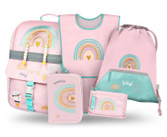 Aktovka Baagl Zippy Duha růžový - 5dílný set