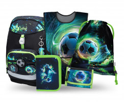 Školní batoh Baagl Airy Plus Fotbal - 5dílný set