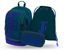 Školní batoh Baagl Core Logo modrý - 3dílný set