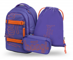 Školní batoh Baagl Skate Max Orange - 3dílný set
