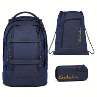 Studentský batoh Ergobag Satch - 3dílný set -  Denim Blue